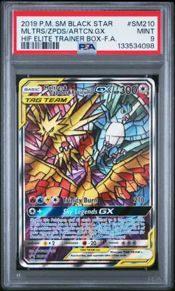 2019 POKEMON SM BLACK STAR PROMO FULL ART/MOLTRES & ZAPDOS & ARTICUNO GX PSA 9 - Image 1