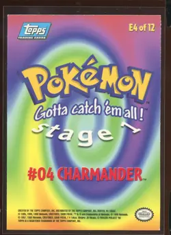 Charmander Smooth Holo Foil LP/Pl E4 of 12 E4/12 Blue Logo Topps TV Pokemon - Image 2