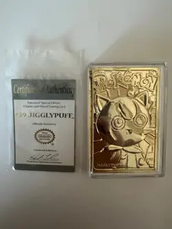 Pokemon Jigglypuff #39 Card 23K Gold Plated 1999 Burger King w/ COA & Poke Ball - Image 2