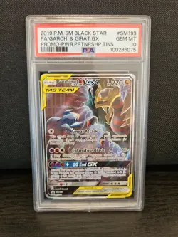 Pokemon Garchomp and Giratina GX SM193 psa 10 Mint Card - Image 1