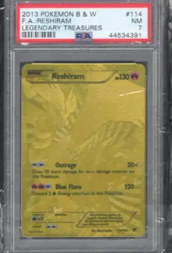 2013 Pokemon B&W Legendary Treasures Reshiram #114 | FULL ART Gold | PSA 7 - NM - Image 1