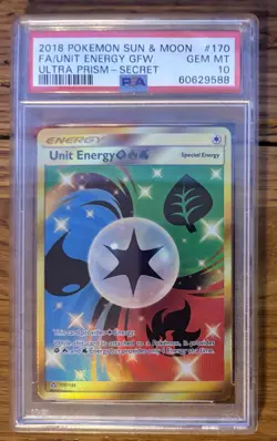Pokemon Ultra Prism Unit Energy Grass Fire Water Gold Secret Rare 170/156 PSA 10 - Image 1