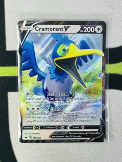 Pokemon TCG Cramorant V Sword & Shield Base Set 155/202 Holo Ultra Rare - Image 1