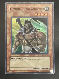 YUGIOH ELEMENTAL HERO WILDHEART SUPER RARE V. GOOD CONDITION DR04-EN068 - Image 1