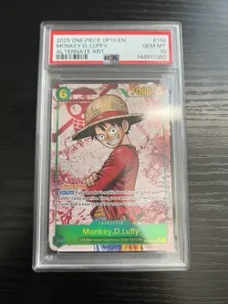 2025 ONE PIECE MONKEY D LUFFY OP13 118 CARRYING ON HIS WILL SEC ALT ART PSA 10 - Image 1