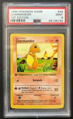 1999 Pokemon Game Charmander PSA 9 First 1st Edition Base Set 46/102 Card No 46 - Image 1