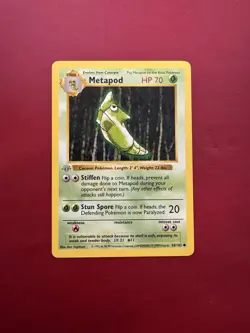 Metapod 54/102 Shadowless 1st Edition Base Set Pokemon Card MP - Image 1