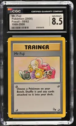 CGC 8.5 NM/MINT+ Mr. Fuji 58/62 Fossil 1999-2000 Pokemon Card 018 - Image 1