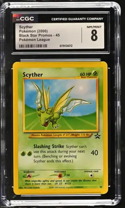 CGC 8 NM/MINT Scyther 45 WOTC Black Star Promo LEAGUE Pokemon Card 012 - Image 1