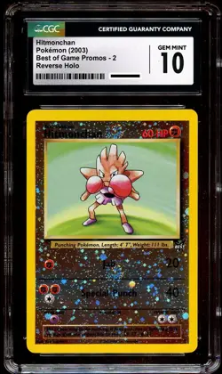 CGC 10 GEM MINT Hitmonchan # 2 REVERSE HOLO Best of Game PROMO Pokemon Card - Image 2