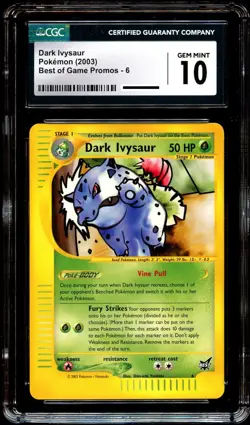CGC 10 GEM MINT Dark Ivysaur # 6 Best of Game PROMO Pokemon Card - Image 2