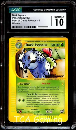 CGC 10 GEM MINT Dark Ivysaur # 6 WINNER Best of Game PROMO Pokemon Card - Image 1