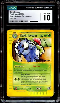 CGC 10 GEM MINT Dark Ivysaur # 6 WINNER Best of Game PROMO Pokemon Card - Image 2