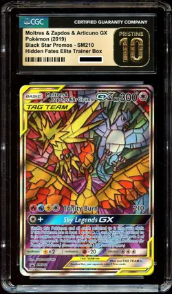 CGC 10 PRISTINE Moltres Zapdos & Articuno GX SM210 FULL ART HOLO Pokemon Card - Image 2
