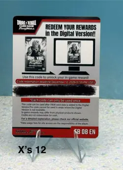 Dragon Ball SCG Saiyan’s Pride Code Cards X’s 12 Sent Via eBay Message - Image 1