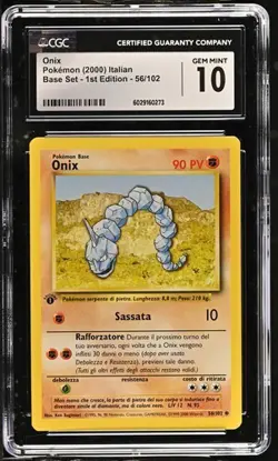 2000 Onix 56/102 Pokemon Base Set - 1st Edition CGC 10 - Image 1