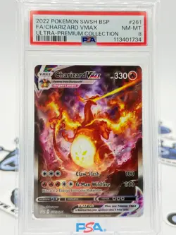 2022 POKEMON SWSH ULTRA-PREMIUM COLLECTION #261 FULL ART/CHARIZARD VMAX PSA 8 - Image 1