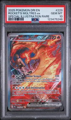 Team Rocket's Moltres EX 229/182 Destined Rivals Pokemon PSA 10 - Image 1