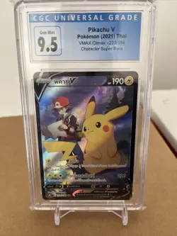 THAI Language Pokemon 2021 CGC 9.5 Pikachu V 222/184 CSR Vmax Climax S8b MINT - Image 1