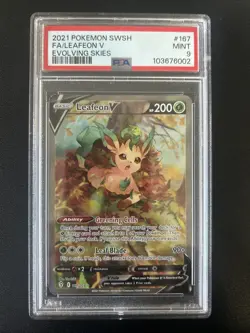 2021 POKEMON SWORD & SHIELD EVOLVING SKIES #167 FULL ART/LEAFEON V PSA 9 - Image 1