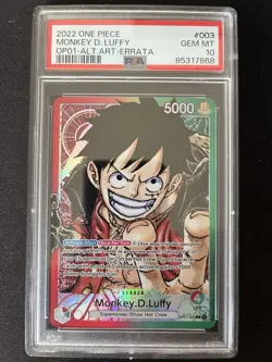 2022 ONE PIECE | MONKEY D. LUFFY OP01-003 | ENG | ALTERNATE ART | PSA 10 GEM MT - Image 1