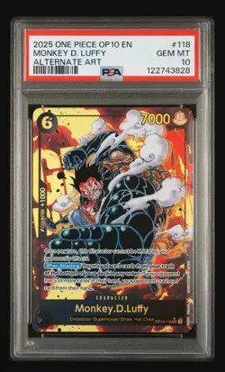 2025 ONE PIECE OP10-ROYAL BLOOD ALTERNATE ART #118 MONKEY D. LUFFY PSA 10 - Image 1