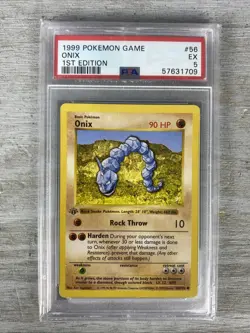 1999 1st Edition Onix Shadowless (PSA 5 EX) Base Set 56/102 Pokemon Card. - Image 1