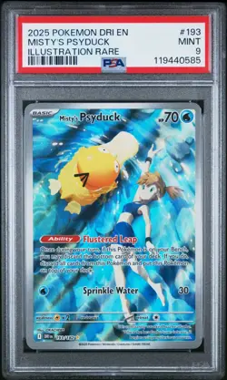 2025 POKEMON DRI EN-DESTINED RIVALS ILLUSTRATION RARE #193 MISTY'S PSYDUCK PSA 9 - Image 1