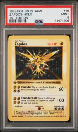 ⚡ 1999 Pokemon Base Set Zapdos Holo – 1st Edition – PSA 9 MINT (#16/102) - Image 1