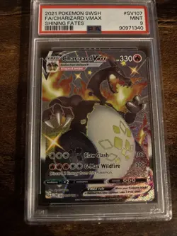 Pokemon 2021 Charizard VMAX SV107/SV122 Full Art Shiny Vault Shining Fates PSA 9 - Image 1