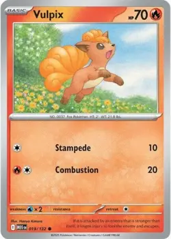 Vulpix - 019/132 - Common - Reverse Holo NM, English Pokemon Mega Evolution Base - Image 1