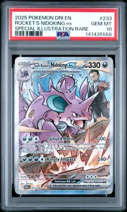 2025 POKEMON DRI EN-DESTINED RIVALS #233 TEAM ROCKET'S NIDOKING EX PSA 10 - Image 1