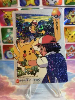 Pokemon HOLO Vintage Pocket Monsters Prism Sticker 1998 Nintendo Ash Pikachu - Image 3