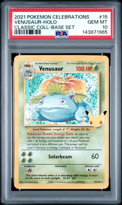 2021 POKEMON CELEBRATIONS CLASSIC COLL #15 VENUSAUR-HOLO PSA 10 - Image 1