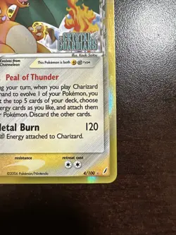 Charizard 4/100 Reverse Holo Pokemon EX Crystal Guardians MP (dent) - Image 4
