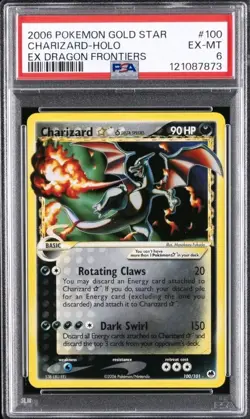 2006 Pokemon EX Dragon Frontiers Gold Star Charizard Holo Psa 6 #100 - Image 1
