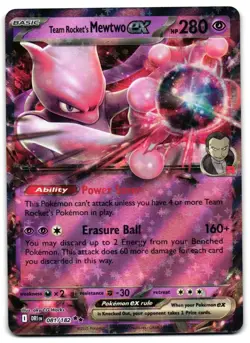 Pokemon TCG Team Rocket's Mewtwo ex 081/182 Destined Rivals Double Rare - LP - Image 1
