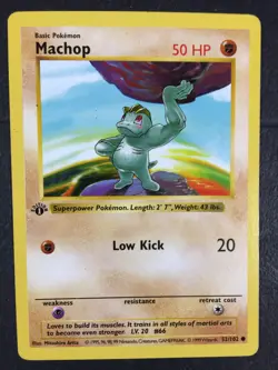 1999 Pokemon Game Base Set 1st Edition #52 MACHOP Shadowless EX Light Play - Image 2