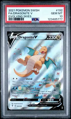 2021 Pokemon Sword & Shield Evolving Skies Dragonite v #192 Alternate Art PSA 10 - Image 1