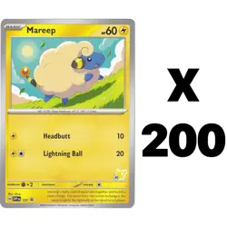 Bulk Lot of 200 Mareep SVP 107 Black Star Promo, All Pikachu Stamps, Pokemon TCG - Image 1