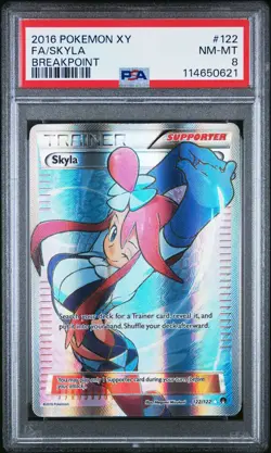 2016 POKEMON XY BREAKPOINT #122 FULL ART/SKYLA PSA 8 - Image 1