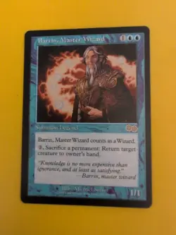 Barrin, MAster Wizard. Rare legend MTG Card. Urza's Saga. Old Vintage - Image 1