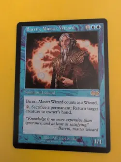 Barrin, MAster Wizard. Rare legend MTG Card. Urza's Saga. Old Vintage - Image 3