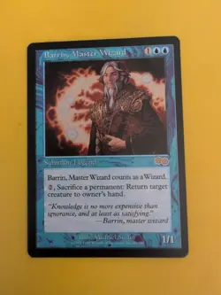 Barrin, MAster Wizard. Rare legend MTG Card. Urza's Saga. Old Vintage - Image 4