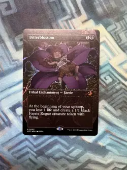Confetti Foil Bitterblossom Anime Borderless NM Unplayed Wilds of Eldraine - Image 2
