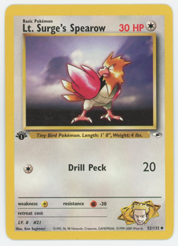 Lt. Surge's Spearow 52/132 1st Edition Uncommon Gym Heroes Pokemon Card 2000 - Image 1