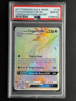 Alolan Exeggutor GX Full Art Secret PSA 10 Pokemon Sun & Moon Crimson Invasion - Image 1