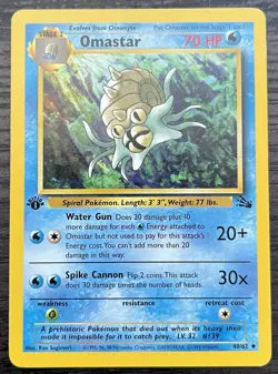 Omastar 40/62 Pokemon TCG Base Set Fossil Uncommon MINT NM - Image 1