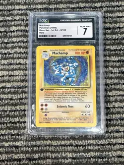 Pokemon 1999 Machamp 8/102 Holo 1st Edition - CGC 7 Graded - Image 1
