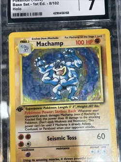 Pokemon 1999 Machamp 8/102 Holo 1st Edition - CGC 7 Graded - Image 4